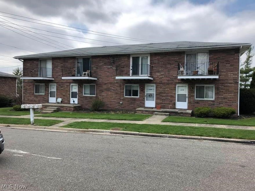 Great all-brick 4 unit off of Howe Ave in Cuyahoga Falls. These townhouse style units have 2 beds, 1 bath and individual basements.  Tenants pay all utilities.
