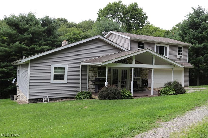 Wow! Don’t miss out on this incredible and rare opportunity to own a beautiful home on nearly over 9 peaceful acres and to be graced by turkey, deer and rabbits.  When entering the living room you be amazed at the great natural light that flows throughout the home. There is a very spacious kitchen and dining room off from the living room. On the first floor is a bedroom and a full bath. The laundry is also located on the first floor. The master bedroom is located upstairs and includes a bathroom. The is a bonus room that can be used as an office or quite place to read.  On the lower level there is a walkout basement.  The front porch has trax for easy maintenance.  Here you can enjoy your rocking chairs and take in the view of the peaceful landscape.  There also is a deck of the back of the home.  The garage just had concrete poured.  Outside you will find an inground pool with heater that was installed in 2015.  There is also a Pole building 30x40.  The Property has free gas.  All mineral rights owned by seller to transfer with the real estate with royalty income.  Home being sold as is.
The sellers are offering a 1 year home warranty. Call to see it for yourself today.