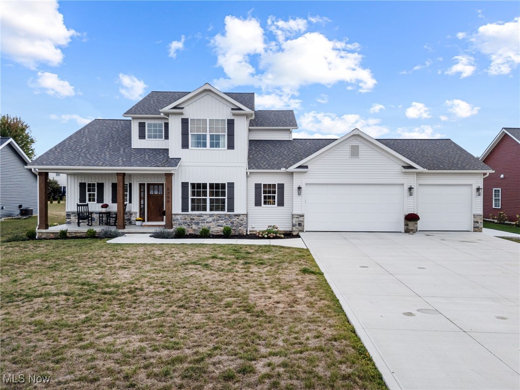 Welcome to 8798 Stoneshire Street! This stunning home was built by Kauth and is immaculate throughout. Open, two-story family room offers a gas fireplace and overlooks the kitchen and dinette areas. Wonderful kitchen has a huge island, abundance of cabinetry, pantry and all appliances. Dine in the dinette area overlooking the backyard or in the formal dining room area. Formal dining room area would be a great option for an additional living area, playroom or office! Convenient first floor laundry located close to the three car garage. First floor master suite is gorgeous with master bath offering a walk-in shower, double sinks and walk-in closet. Half bath on the first level. The upstairs offers three additional bedrooms and a full bath. Enjoy the backyard on one of the two patios: the covered patio is spacious as is the newly added concrete patio off the right exterior of the home. Located in Jackson Township and conveniently located to schools, shopping and restaurants. See today!