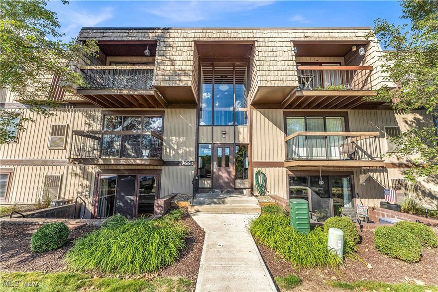 Welcome to this inviting first-floor condo in the highly sought-after Sunrise Cove community of North Royalton! This spacious and well-maintained unit offers the perfect blend of comfort, convenience, and community amenities.

As you step inside, you’re greeted by a large living room featuring engineered hardwood floors and a bright, open feel. The sliding glass door leads to your private sunken patio, perfect for morning coffee or relaxing outdoors. 

The kitchen offers plenty of cabinetry and counter space, along with durable LVT flooring that extends into the laundry room for easy maintenance. A breakfast bar with seating for two creates a comfortable, interactive space ideal for casual meals or entertaining guests. All stainless steel appliances are included, making this kitchen truly move-in ready.

Down the hallway, you’ll find a bedroom with matching engineered hardwood floors, conveniently located across from a half bathroom featuring a stylish wood vanity with stone countertop. The primary bedroom sits at the end of the hall, offering privacy and a spacious layout. The attached full bath includes an oversized vanity with stone top and a walk-in shower, creating a comfortable retreat.

Residents of Sunrise Cove enjoy access to a variety of amenities including a community pool, tennis courts , plus private garage parking, a dedicated storage unit, and additional guest parking.

Centrally located near shopping, dining, and freeway access, this condo combines low-maintenance living with convenient amenities in a great community!