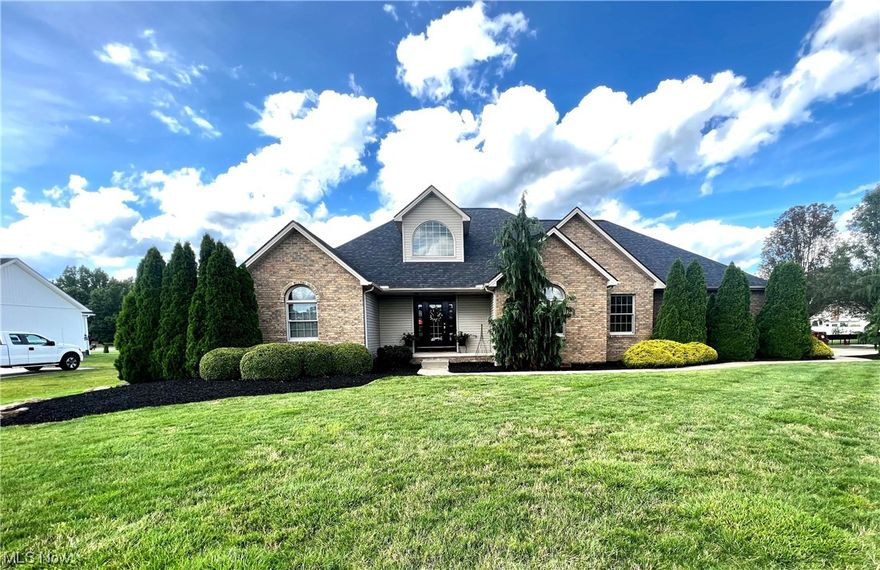 This beautiful 3 bedroom home in Champion features a 2 story entry that adjoins the vaulted great room with stone fireplace and beautiful windows. Entertain in the formal dining room with tray ceiling or take your meals in the fully-equipped, gourmet kitchen w/breakfast bar. The master bedroom w/tray ceiling has hickory flooring and an en-suite bath with ceramic tile and jetted tub, as well as access to the stamped concrete patio. 2 additional bedrooms and full bath are located on the opposite side of the home. The full, waterproofed basement has 9 foot ceilings and the 2.5 car heated garage offers easy access to the kitchen. Updates include a new roof in 2021 and luxury plank flooring in the 1st floor laundry. There is bamboo flooring throughout, except for the bedrooms and great closet/storage space throughout.