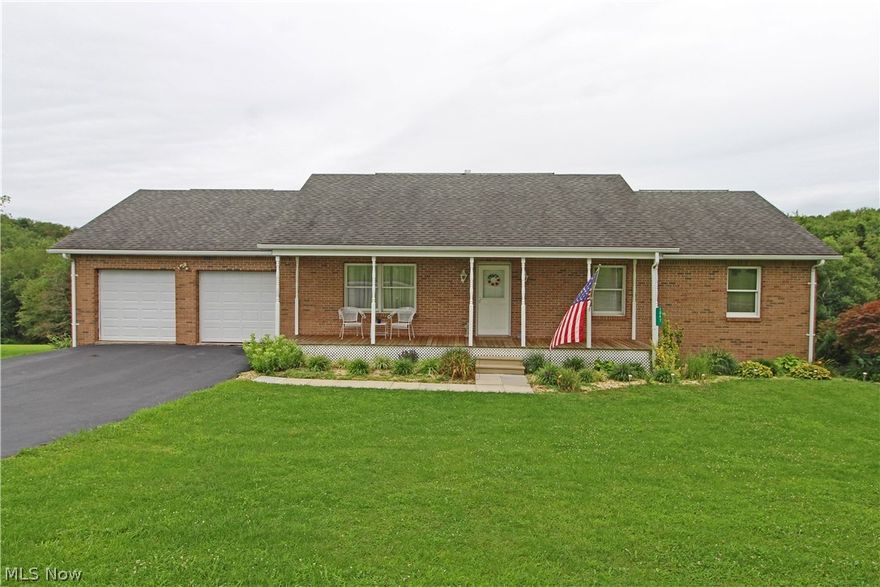 Grab your slice of heaven with this 4 BR, 3 BA ranch home situated on a gorgeous 3.26 acres of land. Easy one level living with first floor laundry, attached 2 car garage and so much storage in the full basement with finished rec room and bath. Enjoy morning coffee or sunsets on the covered porch just off the dining room overlooking the manicured lawn. Gas heat, new A/C and a brand new roof being installed make this a perfect choice.