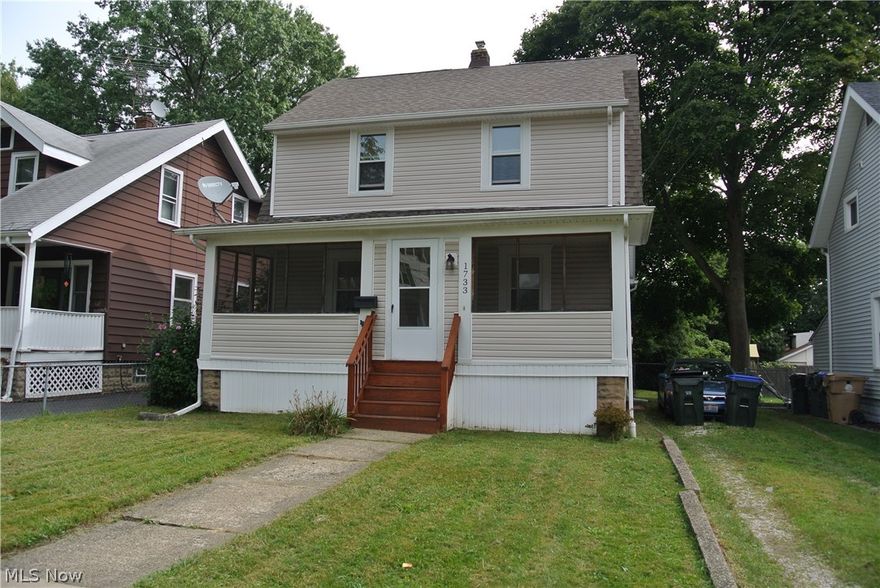 Cuyahoga Falls colonial with 2 bedrooms, dining room and fenced yard. Windows, siding and roof have been updated. Selling as-is.