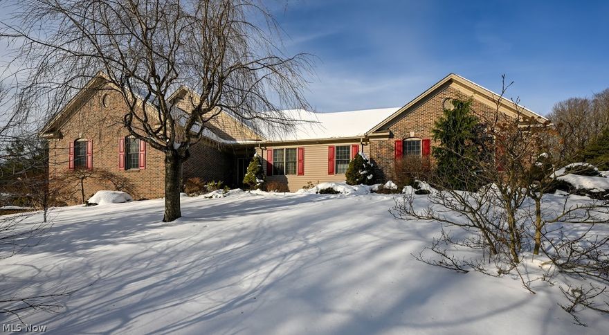 Welcome to this custom built ranch home by Koenig Bros situated on 6 acres in the HIGHLAND school district. Upon arriving at the home, you will notice the quality from the outside with wider walkways, a covered front porch, coined corners and extensive landscaping.  The home features 2x6 construction with a very well thought out  open floor plan. The front foyer is tiled and open to the dining room with tray ceiling, and great room with wood burning fireplace, decorative mantle and 12' ceilings. You won't be at a loss for storage in the kitchen with an abundance of cabinets, a walk-in pantry, loads of counterspace, a breakfast bar and a prep island. The spacious Owners Suite provides plenty of natural light, the walk-in closet is cedar lined and the bath features double sinks and walk-in shower. There are 2 additional bedrooms equally spacious. The full walk-out basement features french doors leading to a stamped patio, a full bath rough-in and a unique kennel area for your favorite pooch!  Can we talk about this outbuilding!? Measuring 55x80 there are 3 doors, an attached covered porch and room for up to 12 cars. The lift, compressor and racking stay. Located near highways for an EZ commute. Make an appointment to see it today!