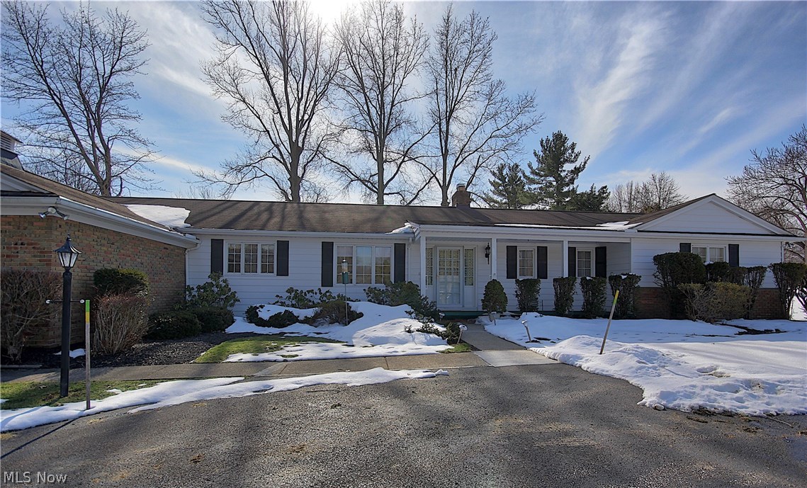 Fantastic, sprawling, hard to find, RANCH on a picturesque 2 acre setting in prime, Gates Mills! One owner home, lovingly maintained, is ready for your designer touch. Huge 20x20 Family Room with wet bar and stone fireplace feature wall, massive cross beams and cathedral ceiling adjoin a fabulous covered veranda! Spacious LR/DR combo with vaulted ceiling and hardwood floors make this a wonderful space for entertaining large groups or an intimate dinner party! Large, open kitchen with Corian counters, newer Double Ovens, Microwave, Dishwasher and an attached peninsula with breakfast bar plus eating area. Potentially two master suites, one with exceptional walk-in closet addition and tremendous storage and organization space. Office adjoins 2nd master suite and has full bath with stall shower. Very versatile floor plan and built with tremendous quality! Beautiful views from every window! Driveway has a loop turnaround in front for accommodating guests. Convenient to so much! Medical/Sho