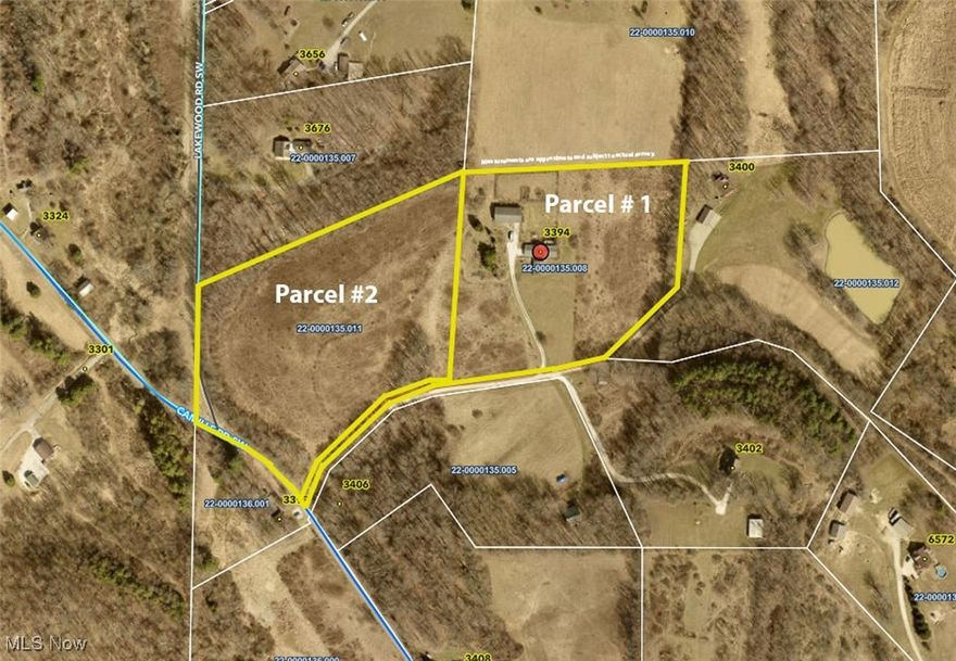 Spacious home, barns, and 15 acres. Gas and oil rights. Offered in parcels. Live auction with online bidding available on real estate. ABSOLUTE AUCTION all sells to the highest bidders on location. ONLINE BIDDING BEGINS TUESDAY, JUNE 24, 2025, at 5:30 PM, and AUCTION LIVE ON-SITE BIDDING WILL BEGIN THURSDAY, JUNE 26, 2025, AT 5:00 PM; REAL ESTATE SELLS AT 5:30 PM. Property to be offered as follows: 
Parcel 1: Home and workshop/barn listed above on 6.83 acres. The home is in need of primping and cosmetic updates; take advantage.
Parcel 2: 7.99 acres, fenced pasture, rolling nicely. It has 205 ft frontage on Camille Rd and 350 ft frontage on Lakewood Rd. Beautiful building site with a great setting. Mineral rights and royalties will be sold at auction, separate from the surface rights in parcels and not sold as an entirety.
Parcel A: Mineral rights and royalties under Parcel #1 listed above. Under active lease with good income.
Parcel B: Mineral rights and royalties under Parcel #2 listed above. Under active lease with good income.
Real estate parcels 1 & 2 will be offered separately and together, selling whichever way they bring the most. Then, mineral rights parcels A and B will be offered separately; they will not be offered together.
See MLS #5130277 for Parcel #1.