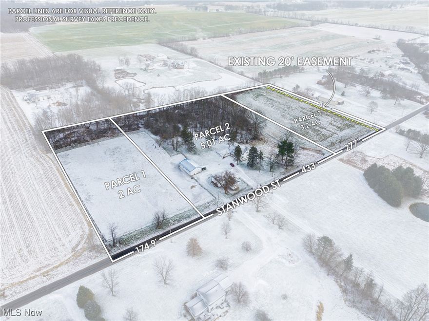 Onsite auction January 23rd at 12:00 PM. 3.2 Acres with 277’ frontage on Stanwood St, beautiful building lot! Bring your plans for this one. Existing 20’ easement to neighboring parcel.