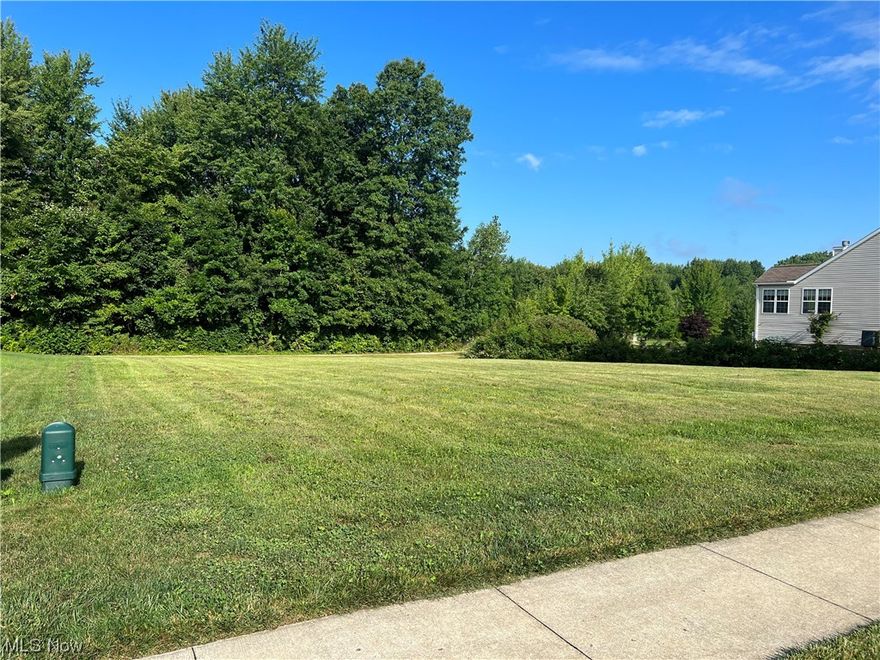 Bring your own builder to Bayberry Estates! This beautiful estate lot has 75' of frontage and is 150' deep with access to city water, sewer, electric. Gas and cable are also all at the front of the property ready to tap into. The lot is fully cleared and gently slopes toward the back of the property. This is one of the most desirable lots in the neighborhood and backs up to the wooded green space behind the property. The green space behind the lot can never be built on ensuring privacy and providing a beautiful view year round! There is a 12' utility easement across the frontage of the property. Bayberry Estates offers wonderful community amenities that include a POOL, a community clubhouse w/ exercise room, a playground, a fully stocked pond for catch & release fishing and a beautiful nature trail that surrounds the green space in the middle of the community. Wadsworth City Schools for this neighborhood are Franklin Elementary, CIS, Wadsworth Middle School & Wadsworth HS. 
HOA fee is