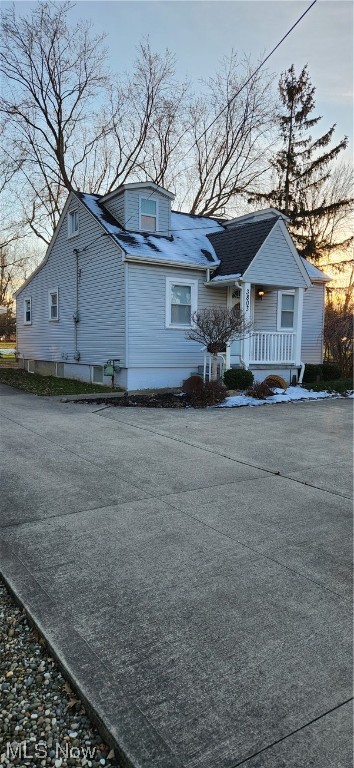 Two bedroom Cape Cod on .79 acre lot. Open floor plan with eat-in kitchen, formal dining room, and large living room. Level lot with one car garage, stone patio and shed.