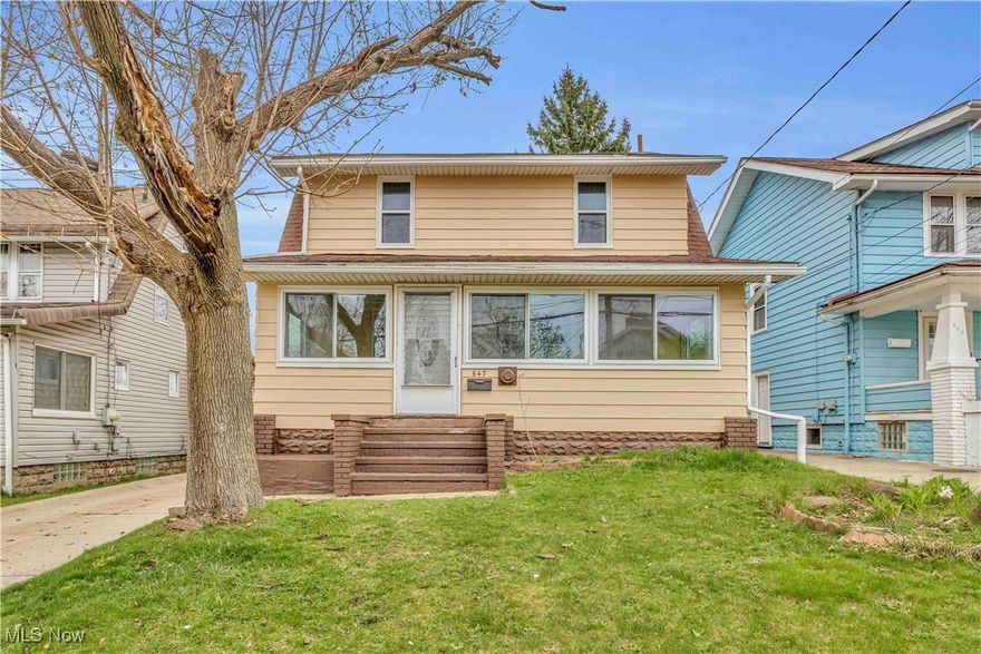 Come see this conveniently located 3 bedroom, two full bathroom home in Akron! Right around the corner from Rt. 8 and minutes form shopping and other amenities.  Newly refinished hardwoods in the living and dining room, a generously sized kitchen, and a full bath make up the first floor.  The second floor includes 3 bedrooms and another full bath.  Bonus room on the upper floor and a full basement for plenty of storage.  Detached garage and large pad for off-street parking.