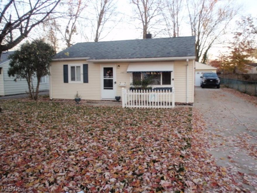 Attractive, vinyl sided ranch style home with vinyl replacement windows.  Sunroom addition at back of the home is not heated.
Kitchen was updated and has dining area.  Bathroom has walk-in shower.  Great alternative to apartment or condo living. Very nice 2 car detached garage and a storage shed.  Property being sold "as is" to settle estate.
