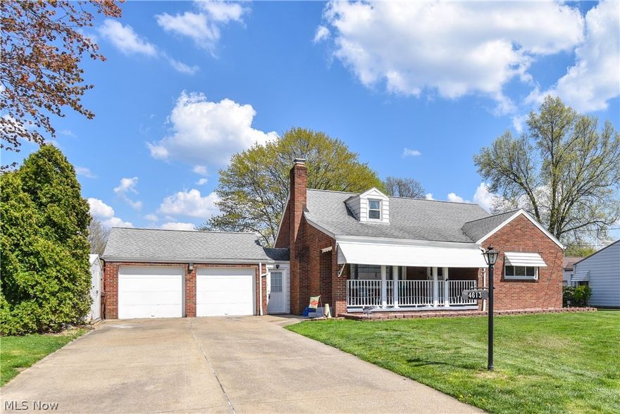 Beautiful Brick Cape located in a beautiful neighborhood!  Current owner has made so many updates, new kitchen, new bath with modern tiled shower, new windows & flooring, beautiful hardwood floors, large living room with coved ceiling & fireplace.  Waterproofed basement with Rec room & 1.5 bath.  Relax on the covered front porch!  Fenced in back yard with privacy fence & deck.  2 car attached garage with concrete drive.  Make this affordable home yours!
