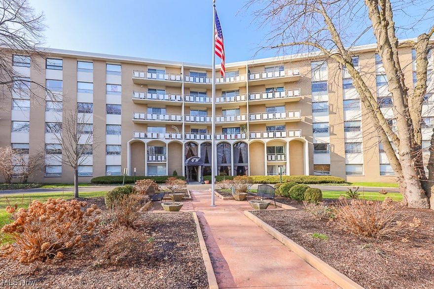 Easy condo living in Rocky River! Amenities include a secure garage with assigned parking (additional parcel), on-site laundry room located per floor, storage locker, community room, pool, sauna, exercise room, and green spaces, near the Metro Parks and public transit. Wow! Your monthly condo maintenance fee includes water, sewer, trash, snow removal, heat, air conditioning and association insurance.  This well cared for condo includes: modern kitchen, lighting fixtures, paint, bathroom vanity and freshly cleaned carpets.  Enjoy this the well-manicured park like grounds from the private balcony. Owner is a licensed agent in the state of Ohio.