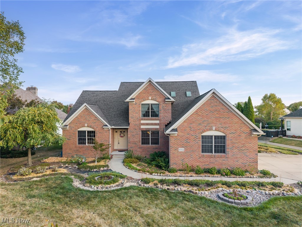 Back on the market at no fault of the home!! Here is your chance to own 3383 Suffolk Downs in the prestigious Pambi Farms Estates, where thoughtful design meets serene golf course living. This 3-bedroom, 2.5-bath brick-front contemporary home offers over 2,600 square feet of living space and sits on a meticulously landscaped lot backing to the 2nd hole of the front 9. Step into the airy two-story foyer with vaulted ceilings, a grand staircase, and an open layout ideal for entertaining. The large living room features a gas fireplace, while the eat-in kitchen boasts solid wood cabinetry, a center island, pantry, and plenty of counter space with views of the backyard garden. A formal dining space is also available for hosting gatherings. The First-Floor Primary Suite includes his and her closets, soaking tub, standing shower, and large vanity. Upstairs, you’ll find two spacious bedrooms, each with large closets and a full bath. Enjoy the tranquility of the professionally designed bird and butterfly garden, created by a master gardener, complete with winding paths, raised beds, and scenic golf course views. From the expansive windows and back patio, take in the picturesque view of the lake, with no direct neighbor behind you, offering peace and privacy. When you walk out the front door, you’ll be greeted with another serene view of the golf course, making every side of this home a window to nature. Additional highlights include a wheelchair-accessible 2-car attached garage, Roof (2022), AC (2014),Furnace (2020) First-Floor Laundry, and a full basement with loads of storage space. This is more than just a home—it’s a lifestyle in a serene, suburban neighborhood curated for families, recreation, and nature enthusiasts. Don’t miss your chance to become part of the sought-after Pambi Farms community—close to Roses Run Country Club, Metro Parks & Trails, retail, dining, and more. Schedule your private tour today! Landscaping work is currently being done to improve the yard