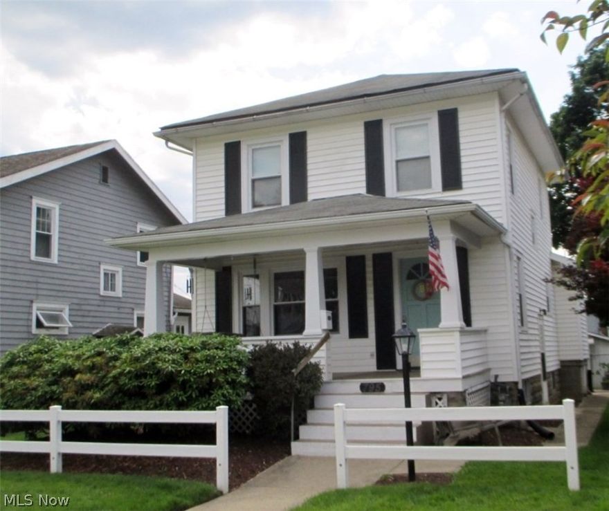 Beautifully updated home with original woodwork and trim, remodeled kitchen with tile back slash, formal dining room, large living room. First floor laundry and full bath, fenced back yard, newer rear deck, 36x24 detached garage. Cozy covered front porch, basement area for rec room or kids play room. Move in condition and payments cheaper than rent call today!!