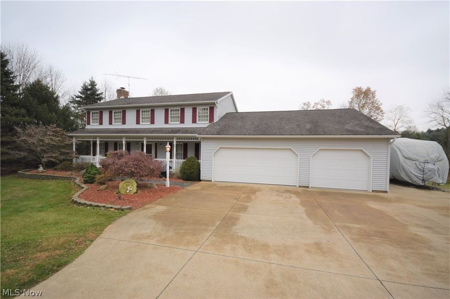 This 4-bd, 2.5 bth Colonial sits on 3.49 acres with over 2,600 sq. ft. of living space. The eat-in kitchen has beautiful custom cabinetry, along with updated Corian countertops, sink, & tiled floor…PLUS stainless steel appliances! Dining room provides even more space for formal dinners. The spacious living room has a lovely, custom brick fireplace (wood/gas burning). HUGE bonus/sun room with Cathedral ceiling & ventless fireplace located off the kitchen & living room adds a ton of space to the 1st level. 1st floor also features laundry room & half bath. Laundry room has cabinets, shelves & a sink! Large owner’s suite has bathroom with double sinks, as well as a walk-in closet. 3 additional bedrooms & a second full bath located upstairs. Basement has a finished room as well as convenient shelving. Backyard showcases the gorgeous pond, covered boat house with a pedal boat and electric lift. Pickleball & shuffleboard courts located near pond, along with a screened gazebo. Front walkway/po