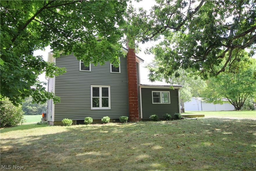 Country Farmhouse with Peaceful location. 3 Bedrooms, (1 on 1st floor, 2 Upstairs) Full Bath on 1st floor. Laundry in Bsmnt. Update kitchen w/granite counters, new cabinets, fixtures, floors, doors and all painted ready for a new occupant. Enclosed back porch, deck & 40x26 Outbuilding for storage.  Tenant cares for all. 1st & security due at lease.