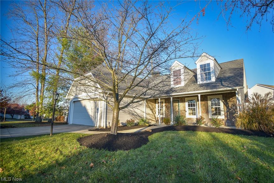 Welcome to this 3-bedroom, 2.5-bathroom Cape Cod nestled in the charming Larken Lakes community, conveniently located near shopping, dining, & parks. The inviting front porch beckons you into a warm & welcoming atmosphere. Step through the front door into a well-designed foyer, where you'll find a half bath to the right & a partially open staircase straight ahead. The formal dining room, adorned with a tray ceiling & elegant columns, sets the stage for hosting family dinners & gatherings. The heart of the home is the two-story living room, bathed in natural light streaming through ample windows & a patio door overlooking the yard. A gas fireplace adds a touch of coziness, creating the perfect ambiance for cool evenings. The adjacent kitchen & eat-in area overlook the living room, boasting stylish gray cabinets, generous counter space, a pantry, & a breakfast bar. Continuing beyond the kitchen is the laundry room with a deep 2nd pantry and access to the attached 2-car garage. The first-floor primary suite features a vaulted ceiling, picture window, & a full bath complete with a dual sink vanity, soaking tub, shower, private toilet, & a spacious walk-in closet. Venture upstairs to discover a versatile loft space, a full bath, & two bedrooms, each offering ample closet space. Enjoy time spent on the patio & in the backyard. Updates include a new vinyl plank flooring & carpeting, HVAC system, roof, & hot water tank in 2022. Don't miss the opportunity to make this your home!