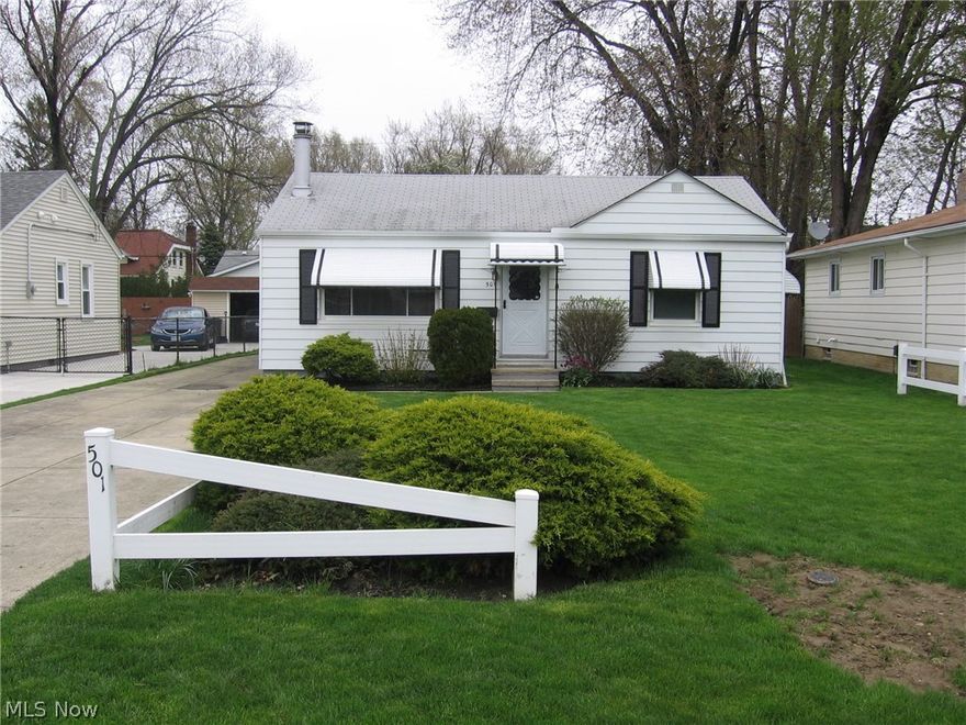This lovely 3 bedroom, 1 bath ranch with nice sized rooms also offers a bonus room.  The kitchen has been updated and all appliances there remain.  Two gas fireplaces make the living room and family room a cozy place.  There is a patio to enjoy this summer and the back yard is fenced.  A nice storage shed provides extra storage space.  Please note, the refrigerator in the garage does not stay.