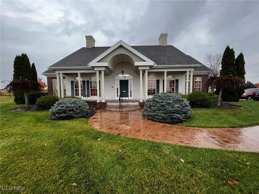 BRICK OFFICE BUILDING in excellent, move-in condition.  Built in 2006 this boasts over 4000 sq. ft of office space and over 14 parking spaces.  The beautiful building has many amenities including air conditioning, new LED lighting, 2 kitchenettes, and all office furnishings stay.  Many (10) private office rooms plus some common areas make this building adaptable for many uses and layouts.  Hold outdoor meetings or breaks on the patio with outdoor seating and admire the calming pond.  First floor is ADA compliant.  This building is also available for a minimum 3 year lease at $4500/month.  Near major highways such as US 20 and State Route 6, aslo only 5+- miles from the turnpike.  Use the entire building or rent some spaces out.  Call now for a showing.