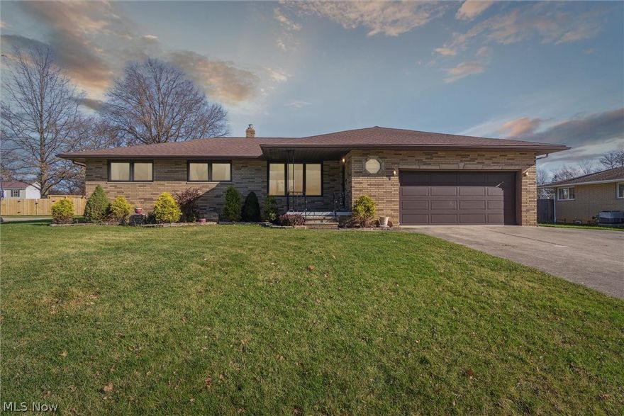 Sprawling brick ranch in a very sought-after area has all the bells and whistles! Upon entering you will love the cozy porch which is perfect for your morning coffee. The boasting living room leads you to the dining area where all family memories will be made. The kitchen is surrounded by white cabinetry, modern back splash and plenty of countertop space for all of your creative recipes. 
 Additional family room with wood burning fireplace takes you to the four seasons room. Surrounded by windows, vaulted ceiling and heated! Perfect for watching the snow fall. The master bedroom being grand in size has its own master bath. Two additional beds complete the first floor living area.  On the lower level the partially finished basement has endless possibilities. From an entertainment or media room to a kids play area.  Also has a separate workshop area, storage and laundry. The backyard is very deep which is great for entertaining guests. Additional features include 1.5 baths, storage shed