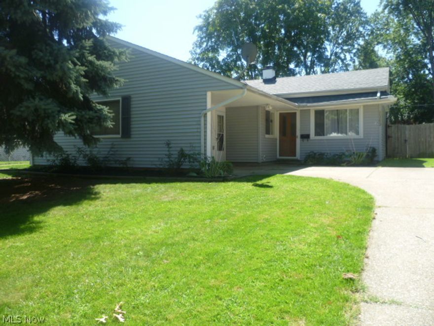 Move right into this updated Ranch close to Park , Shopping Mall, Golf , and Transportation!    Updates in Kitchen (Cabinets, Built in Dishwasher, Flooring , Ceiling Fan), Bathroom, as well as New Roof in 2013 , Vinyl Siding, Vinyl Coated Aluminum Trim , and mostly Vinyl Windows.    Carpet is newer.   Clean throughout!    New Storm door on Garage Door.  Home Warranty included !   Refrigerator and Range/Oven are newer.    Dishwasher is Brand New!    Large Back Yard with Privacy Fence  and Storage Shed.   All new Locksets have Smartkey , so you don't have to change Locksets , just the Key!    Don't miss out on this nice property in the Parmatown area!