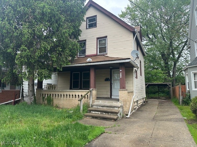 Just a little work to get this home back in shape. Great for owner occupants or investors, this 3-bedroom/1-bath home has over 1300 sq ft of living area, including the huge finished 3rd floor. Some updates already done: vinyl plank flooring, remodeled bath, dimensional shingle roof, upgraded electric panel, modern furnace, newer hot water tank. Other features include: driveway and carport for plenty of off-street parking, spacious front porch, large kitchen, and full unfinished basement--great for storage. Convenient location near freeway access, just minutes to Downtown Cleveland, University Circle, Cleveland Clinic, right in the heart of the South Collinwood neighborhood.