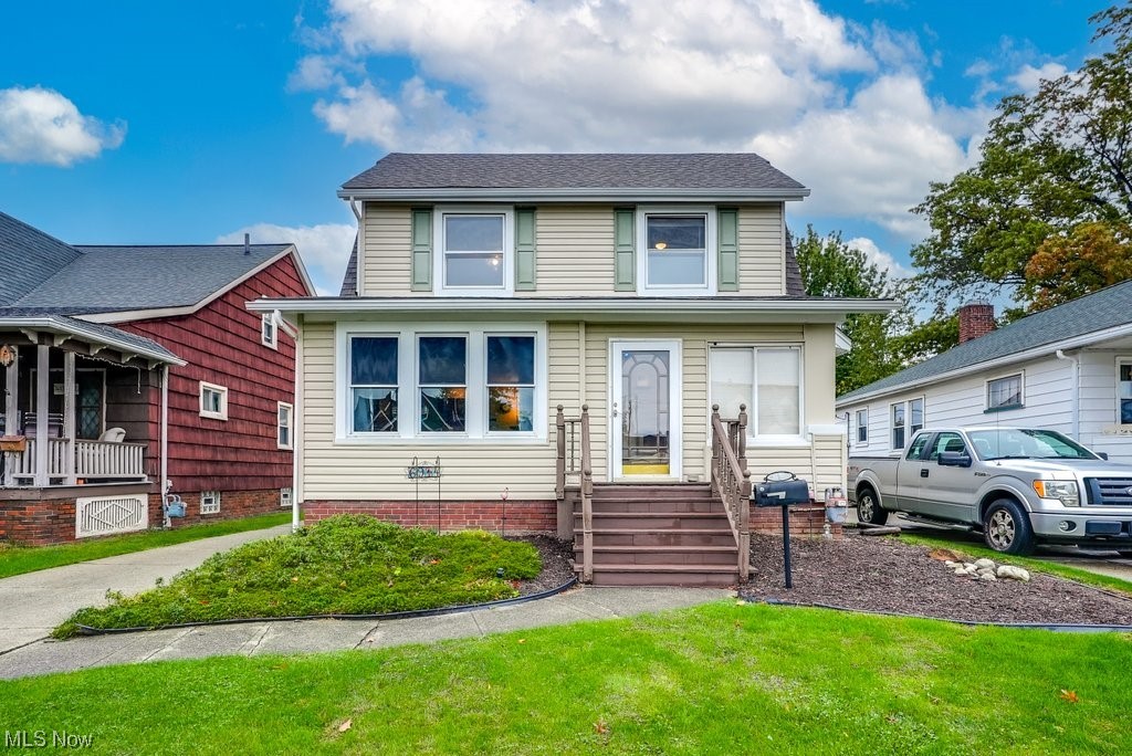 This beautifully maintained 3 bed 2 bathroom home has had the same owner for the last 21 years. As you walk in, you'll find a convenient mudroom to shed your outerwear and store your items in the built-in cabinets. From there, step into the inviting kitchen and breakfast nook, perfect for cozy mornings. This home has so much charm and character. The mudroom where you enter offers a nice space to store your outerwear and kick off your shoes before entering the spacious kitchen and breakfast nook! Natural hardwood floors cover the home, even under the carpets waiting to be exposed. The formal dining room provides plenty of room for your favorite table. The enclosed front porch is an added bonus for space to enjoy. New paint throughout the homes interior. New ceiling fans have been installed in all bedrooms. All 1-year-old kitchen appliances stay. The basement includes a full bathroom and tons of open space for a blank slate. Washer and dryer in basement stay. Don't forget to check out the new 2-car garage. If you need extra space, you won't be disappointed with this one. A new concrete patio extends from the garage. For your peace of mind, the sellers are offering a 1 year America's Preferred Home Warranty with the sale.