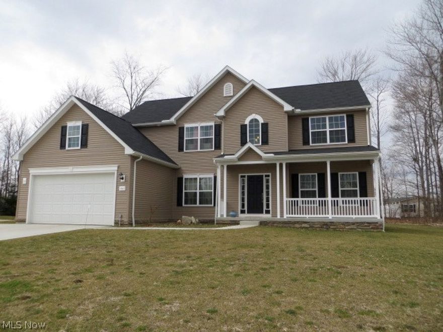 Why Build - One Year New!! Don’t Miss Out on this Beautiful and Inviting Front Porch Colonial. This model like home has so much to offer… 9 Ft Ceilings. 2-Story Foyer w/Circle Top Window & Turned Staircase. Living & Dining Rms w/Upgraded Carpet.  Stunning Kitchen w/Java Wood Cabinets, Hardwood Floors, Breakfast Bar, Stainless Steel Appliances, Accent Glass Front Decorative Cabinets & Separate Dinette. Kitchen Opens to Pillared 2-Story Family Rm with Wall of Windows, and Recessed Lights.  Family Rm & Bedrooms wired for Ceiling Fans. Glamour Master Suite w/Garden Tub & Separate Shower. His & Her Walk-in Closets, Dual Sinks and 3 additional spacious bedrooms share the hall bath. 1st Floor Office/Den. Large 1st Floor Laundry Rm. Seller paid $33,000 in additional upgrades after move-in. Finish the full basement plumbed for full bath for additional living space. (10 year transferable basement warranty by builder) Backyard has back fence and is lined by trees for a private views in Spring, Su