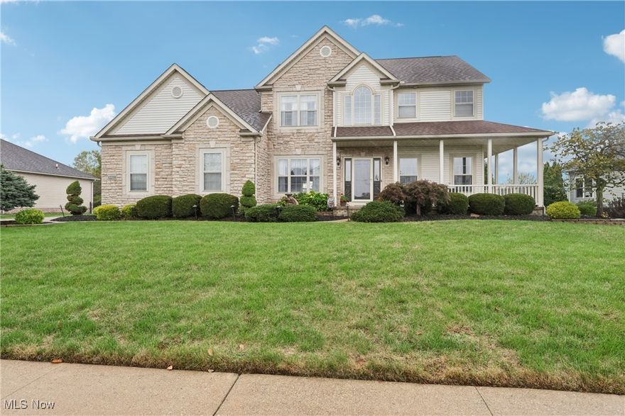 Beautifully maintained home tucked on a quiet dead-end street in the desirable Enclave community—just steps from the neighborhood pool and clubhouse. This 4-bedroom, 2.5-bath home features an open floor plan and thoughtful builder upgrades, including a custom brick accent wall with built-in bookshelves flanking the arched gas fireplace, and granite countertops in the kitchen. Enjoy bar seating, double pantry, stainless steel appliances, refrigerator & gas range 2025, and multiple lighting options—under-cabinet, cabinet-top, and recessed. The 16x10 breakfast room overlooks the garden and opens to a two-tier paver patio with built-in firepit and peaceful farmland views. A formal dining room with chair rail sits adjacent to the kitchen, ideal for gatherings, while the home office and first-floor laundry (washer & dryer included) add convenience. The vaulted owner’s suite offers two walk-in closets, dual vanities with granite counters, a jetted tub, and a tiled shower (2021). Three additional spacious bedrooms and a full bath complete the second floor. Additional features include a 12-course basement with glass block windows, 3-car garage with extra storage, ceiling speakers with controls, exterior uplighting, and humidifier (2020). HOA fee of $650/year includes access to the pool, clubhouse, and lake maintenance. Truly move-in ready and beautifully cared for!