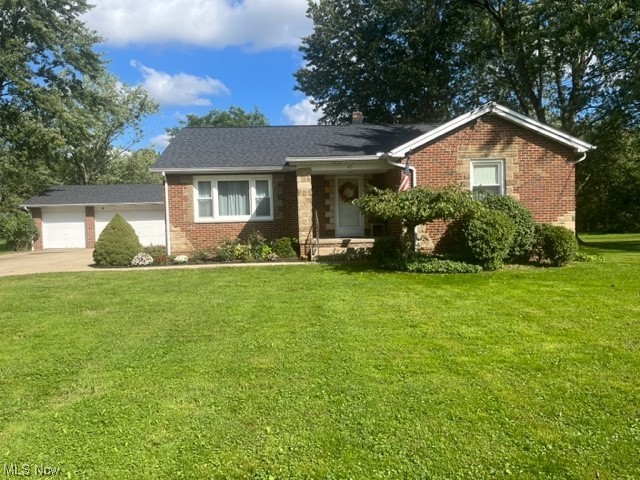 Welcome to 45 Maca Drive in Tallmadge! You'll fall in love with this 1472 Sq.Ft. brick ranch which offers 3 bedrooms & 3 full bathrooms. The extra large concrete driveway leads you to a 3 car garage and welcoming front entrance with beautiful landscaping. You enter the home into a spacious living room filled with natural light from large windows. The living room flows into the dining room. Off the dining room, is the kitchen where all appliances are included. The spacious primary bedroom has an attached full bathroom. Down the hall you will find the 2nd & 3rd bedrooms and 2nd full bathroom. All bedrooms, living room, & dining room have hardwood floors. The unfinished basement space offers unlimited potential that could be a great living area, playroom, office, or gaming & workout space and also includes a utility/storage area, laundry, & 3rd full bathroom. The back of the home has an enclosed porch for morning coffee & relaxation in the evening with a stunning backyard! Frame