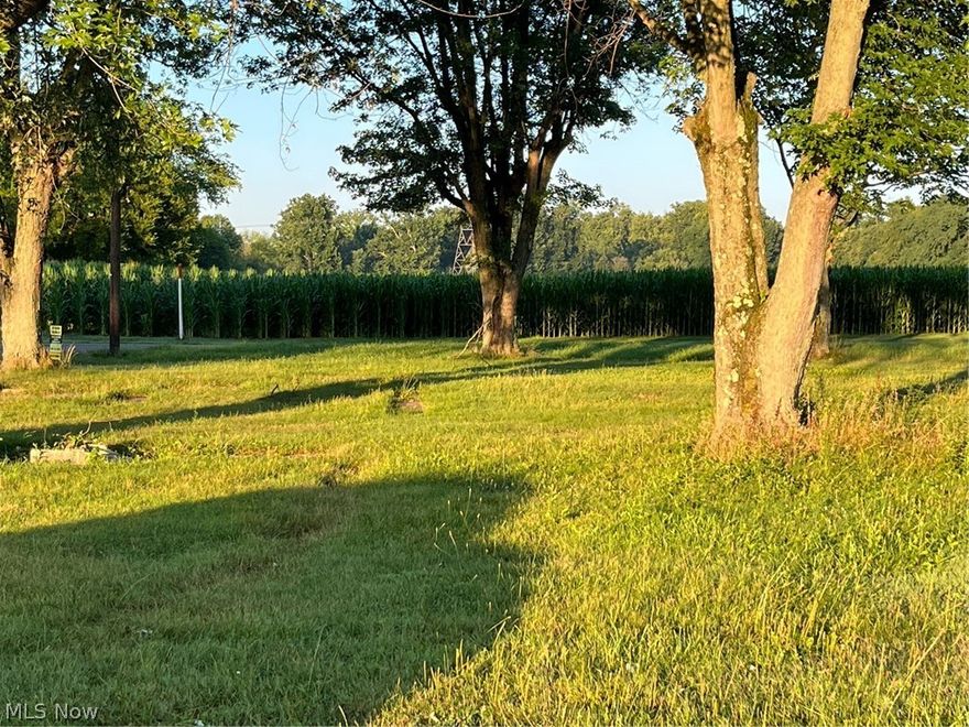 Potential building site, double lot, shade trees, three car block gara, well and septic, 200 amp electric on site