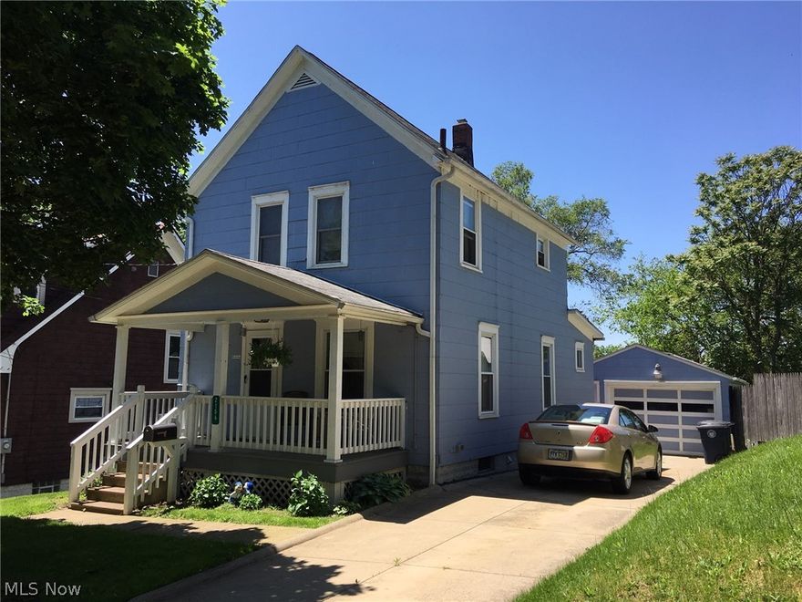 Move in Ready!!!  Great curb appeal, with fresh paint and a wonderful large front porch.  The paved driveway leads back to the garage, back deck, covered porch and storage, large yard and storage shed.  Inside you will find a nice sized living room, formal dining room, kitchen and bedroom on the main floor.  The dining room has newer vinyl flooring and a window seat.  The bedroom offers a large closet and ceiling fan.  The kitchen offer lots of great oak cabinets, a double sink, dishwasher and ceramic tile flooring.  There is also access to the back deck from the kitchen.  Up the stairs to the full bathroom and 2/3 bedrooms.  The bathroom has a new shower and toilet.  There is one bedroom at the front of the house.  Then a large room that has been turned into 2 bedrooms.  The large full basement is a great open space that would be ideal to finish.  There is also a large half bathroom.  New hot water heater, efficient furnace, updated electric, vinyl replacement windows and ceiling fans