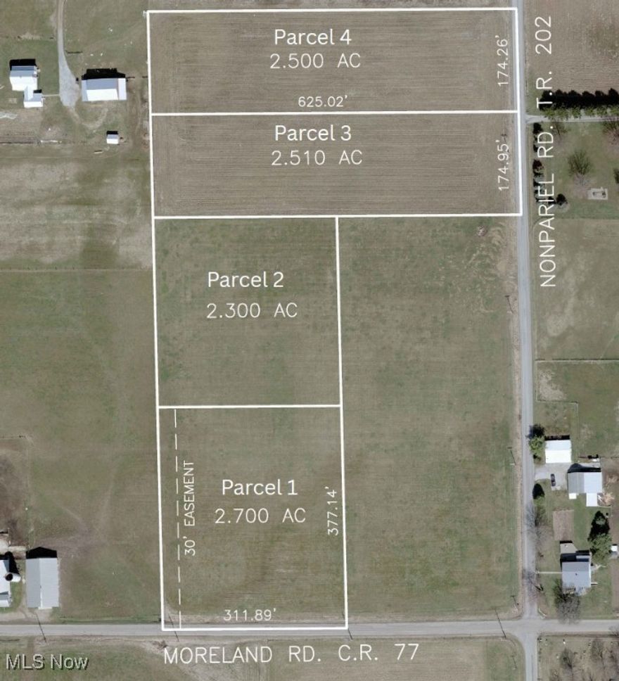 LIVE AUCTION!!!! August 13 at 6:00 PM. Parcel 3, 2.51 acres offering tremendous building potential with natural gas available and 174 feet of road frontage on Nonpariel Rd. Located just 3.5 miles from Fredericksburg and 6.3 miles from Wooster, this land provides the perfect blend of peaceful country living with quick access to nearby towns. Positioned just south of US-30 and east of OH-83, this is a rare opportunity for builders, investors, or anyone looking to secure a future home site in a highly desirable location. Don’t miss the chance to own land in a growing area with versatile potential!