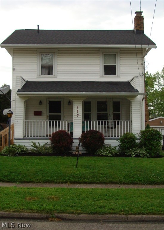 Cute colonial home is just waiting for you to call it "Home". This home offers 3 bedroom, 1 bath, with updated kitchen and bathroom. The living room features a nice fireplace and a large picture window looking out on to your cover front porch. Hardwood floors on the first floor ass to the charm, Second floor offer you 3 bedrooms and a full updated bathroom. For more storage a pull down ladder as been installed to give you access to the spacious attic. Newer windows on the first floor. Full basement and nice size fully fenced in back yard with a deck and a two car garage.