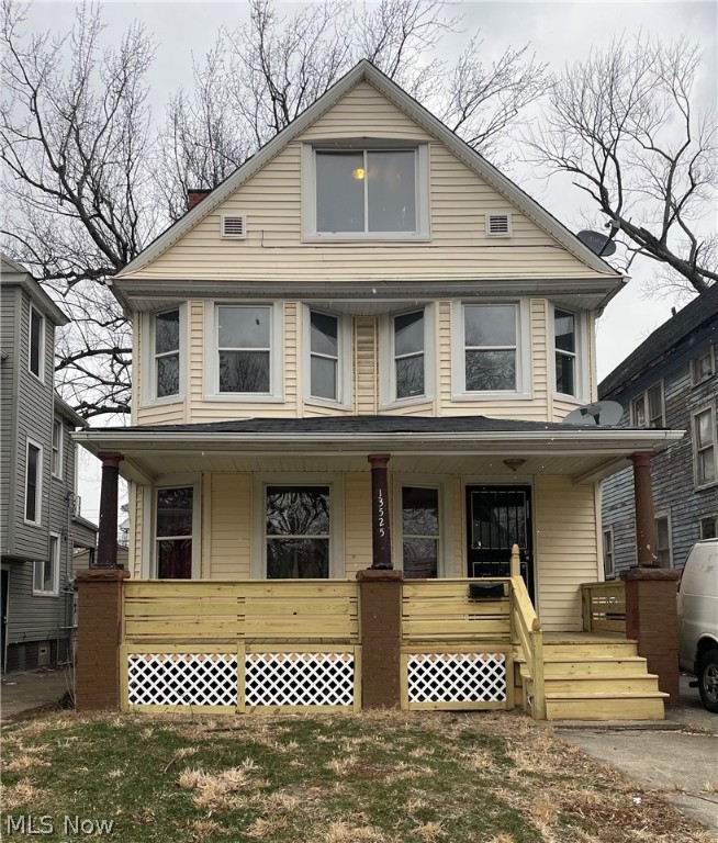This beautiful Colonial with 3 beds and 1 bath includes 2 additional bonus rooms in the attic that are fully finished with hardwood floors throughout. There are 2 additional bonus areas 1 of the spaces should and could be used as a 4th bedroom. Property has some beautiful updates such as its newly built front and back porches along with the beautiful hardwood refinished floors throughout. You will find hints of black and white cosmetic touches all over this lovely abode. You DO NOT want to miss out on this treasure chest! Positioned minutes away from highway I-90, downtown Cleveland, schools, and shopping. This is an all in one opportunity that you cannot pass up. Please contact the agent for additional details! Schedule your showing today.