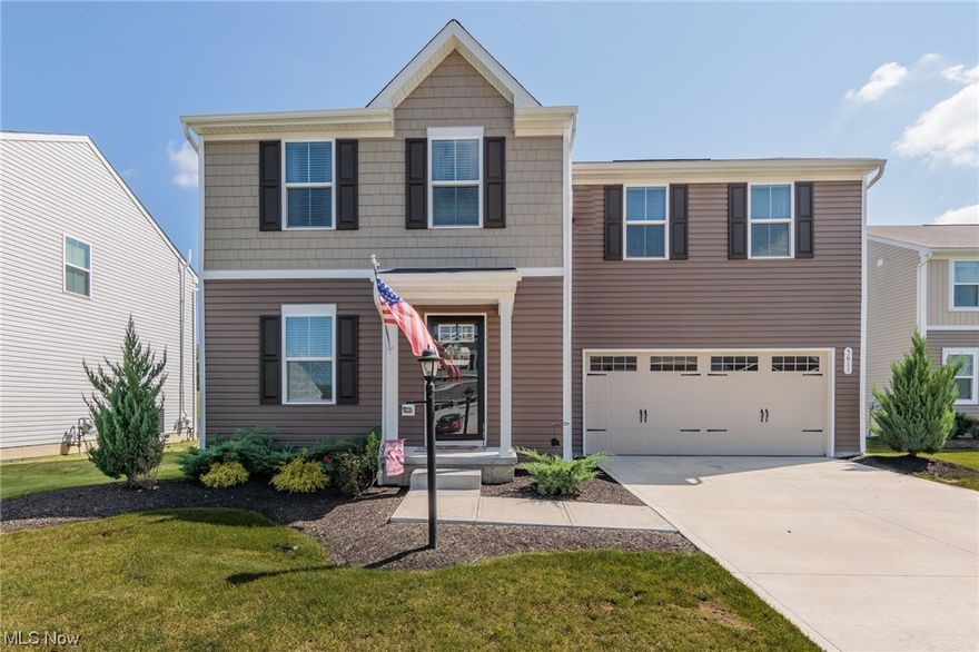 Here is your chance for a like new home in a nice development Westfield Lakes! You will love the curb appeal and modern features including an open floor plan from living room to the eat in kitchen.  Recessed lighting, center Island and stainless appliances. Upgraded espresso Cabinets and a tile backsplash have been added to complete the modern look. Eat in kitchen and 1/2 bath on the first floor. Walk out to a concrete patio and lots of backyard space. Large bedroom sizes and master with a walk in closet and private bath. The second floor laundry with washer/dryer included. The basement is roughed in for a full bath if you decide to finish for more space. Easy access to 224 and 71 easy commute to Akron or Cleveland. Boating enthusiasts take advantage of the nearby public boat launch at Chippewa Lake and many more amenities that will be coming soon. Quick close possible!