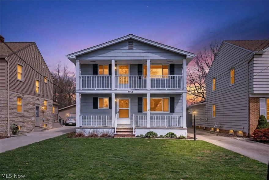 Welcome to 4906 Albertly Avenue in Parma! Built in 1973, this inviting, up/down duplex on a quiet street is a stand-out with its dual front porch design. Long-term owner (1990) has decided to sell so this is a perfect opportunity in an in-demand location for an owner-occupant or investor. Michael A. Ries Park is around the corner and offers 4 hard courts for tennis/pickleball. See the aerial photos! Both units are identical in layout and size: 988 sqft, 2 bedrooms, 1 full bath, large eat-in kitchen and a spacious living room with front-door access to a private front porch. The unfinished basement has two separate areas and each has its own HVAC, water/electric hookups plus ample space for storage. There is a detached 2-car garage, driveway parking, and partial privacy fence. Long-term owner (1990) has decided to sell so this is a perfect opportunity in an exceptional in-demand location for both an owner-occupant or investor. Ages/Updates: Main Roof (tear-off) March 2026; electric line to garage & garage door opener ‘21; garage roof ‘19; garage door ’07; windows (‘94, ‘95, ‘02); converted from all electric to natural gas (1991). Upper Unit: H2O tank & furnace ‘18; electric range ‘15; front porch railing, front porch aluminum railing replacement ‘10; frig ‘02. Down Unit: frig ‘22; Trane furnace ‘20; kitchen & bath renovation: cabinets, countertops, flooring & front porch aluminum railing replacement ‘18; H2O tank ’14; range ’ 05. Each tenant provides their own washer, dryer and window AC units. Easy access to MetroHealth Hospital, downtown Cleveland, University Circle, Cleveland Clinic, University Hospitals, Case Western Reserve University, airport, major commuter routes, and an incredible array of restaurants, retail, Cleveland Metroparks and more.