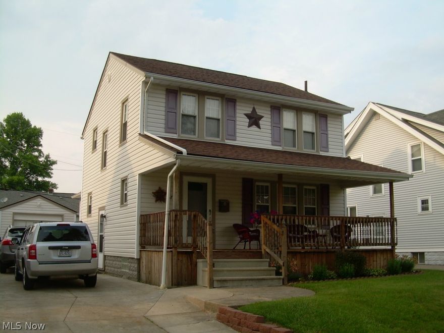 Gorgeous 3 bedroom Colonial featuring updates galore. New furnace 2013, central air, waterproofed basement, new roof, siding, gutters, and downspouts "2008". Updated and applianced eat-in kitchen, glass block windows, garage, large front porch, deck right out eat-in kitchen, fenced-in backyard, newer concrete driveway, formal dining room, some hardwood floors.  Very nicely landscaped.  Home Warranty.