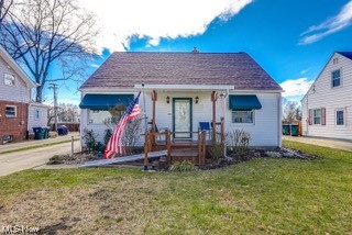 This Falls Cape has been well maintained. It has 2 bedrooms and 1 full bath. There is an office on the main level that could be used as a third bedroom. The bathroom has been updated and includes a walk-in shower. The eat in, open concept kitchen is very spacious, and all the appliances will stay. The upstairs bedroom has new flooring and a larger closet. The full basement has plenty of room and has been used as a workshop. The roof was replaced in 2021. The furnace and air conditioning were new in 2022. The windows were updated as well. The one car garage is detached. There is a new front porch too. A Home warranty is provided.