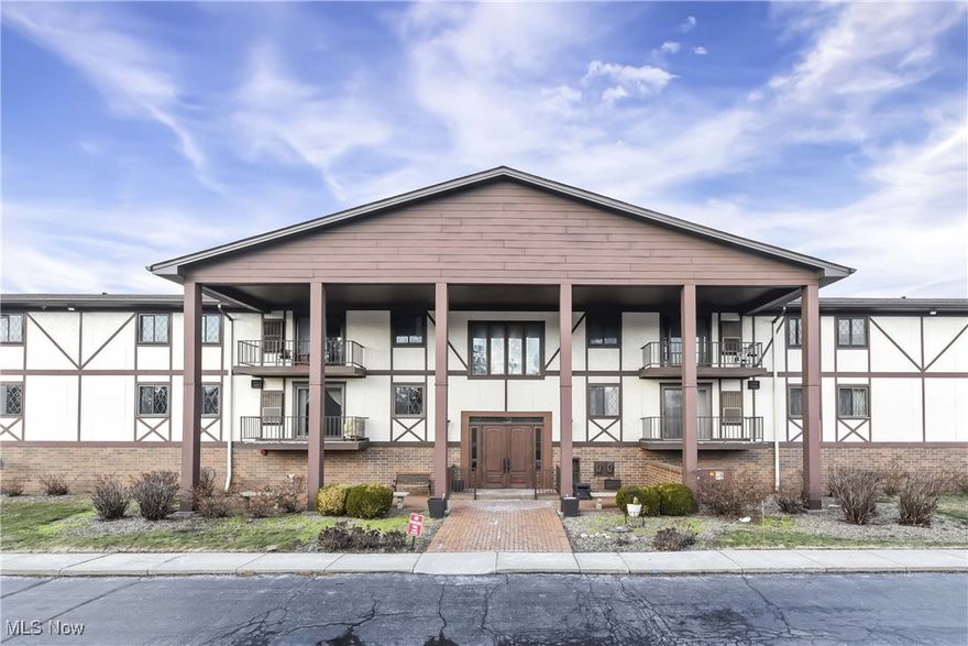 Tudor House is one of North Olmsted's finest Condominium communities. Its unique architectural style, newly remodeled lobby, outdoor swimming pool and patio, party room and secure parking garage make it an enjoyable place to call home! It is conveniently located between Great Northern Shopping Center, Cleveland Hopkins Airport, I-480, the incoming new Brown's Stadium (coming in 2028) and the Cleveland Metro Parks. This 2 bedroom, 2 full bath condo has an eat-in kitchen, large living room with balcony and sliding patio door, master bedroom suite with walk-in closet and walk-in shower, a guest bedroom, an in-suite laundry with stacked washer and dryer.  The parking garage is only accessible from the building, with a garage door opener, and a key is required to access the elevator from the garage to enter the building. This home is ready and just waiting for you to make it your own!