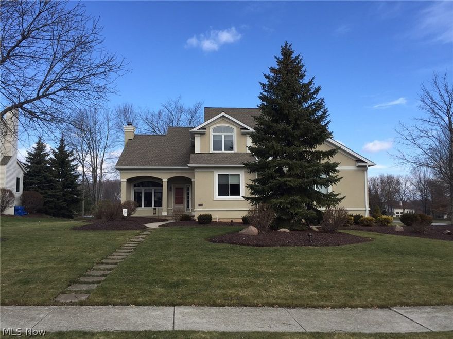 Because there is no place like home, you will want to take a look at this Ethan's Green home overlooking Gleneagles Golf Course!  Welcoming covered porch leads to 2-story great room with fireplace that opens to vaulted ceiling dining room complete with built-ins and fantastic view of pond and golf course!   Eat-in kitchen with granite countertops, stainless steel appliances and tile flooring has walk-in bay windows overlooking serene backyard setting!  There is a deck off the kitchen.  Family room features gas fireplace.  There is a bedroom on the first floor, full bathroom, office and laundry room/mud room on first floor.  The 1st floor office has 2 closets and built-in bookshelves (potentially could be a 5th bedroom).   Second level features a small loft/study area, 3 additional bedrooms and 2 full bathrooms - including a fabulous master bedroom suite with sitting area, spa like bathroom with double sinks, large whirlpool tub, separate shower and large walk-in closet.  Great views of