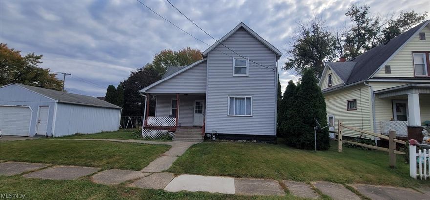 Great colonial that has two bedrooms and one bathroom with 2 parcels, a detached garage and concrete driveway. The rear yard is fenced in and huge. The rear of the house has a deck and plenty of space for dogs, kids and fun. The interior 1st floor offers kitchen, living room, family room and foyer with stairs to the 2nd floor. 2nd Floor has 2 bedrooms and full bath. Basement is Unfinished and full with 2 sections. This was a rental for many years and tenants moved out. Great value and space. plenty of room to grow.