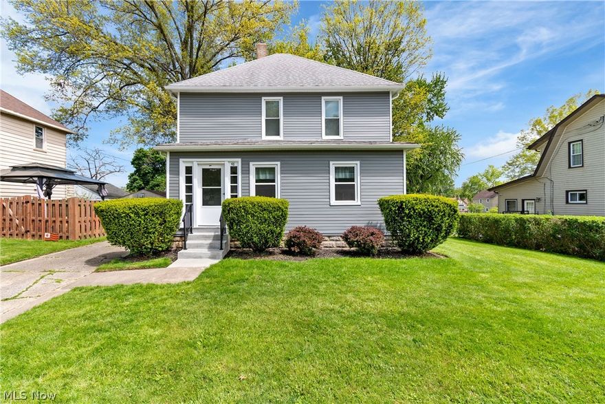 1925 Colonial Restoration located in the heart of Rittman.  This well preserved home has modern updates that keep that charming relic very much alive.  Three bedrooms with totally remodeled full bath/shower fill the second floor plus an enclosed porch that serves as a great 3 season playroom, library, or craft room filled with natural light. This is freshly painted throughout the home. The first floor Living Room, Dining Room and stairway have the same newer carpet. High ceilings and deep thick molding fill the room along with freshly painted walls and woodwork.  Original ornate wood pocket doors separate the living room (LR) and dining room (DR).   The spacious dining room has a bay window that brings in south exposure. The kitchen has space for compact dining. The new vinyl flooring and laminate tops over freshly reworked drawers and cabinets by Swiss Woodcraft offer a fresh look. The converted porch space offers pantry and food storage.  Living room staircase and stately wood banister are adorned with a newer custom stained-glass window and the same carpet. The exterior has been updated with new siding, gutters, and downspouts. The front and back doors have new concrete stairs and railing.  Hot water/steam heat!  Come see!!