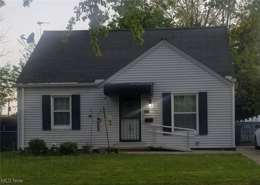 2-bedroom, vinyl sided Cape Cod. Living room. Kitchen. Full bathroom. Half basement. Vinyl fence. 1-car garage plus carport.