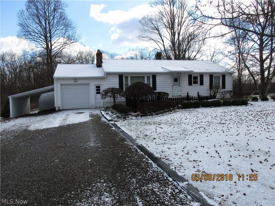 Cute 3 Bedroom Ranch home. Living room has fireplace, hardwood under all the carpets. Newer windows, full basement. Septic system 4 years old. All on 1 acre. Call for appointment.