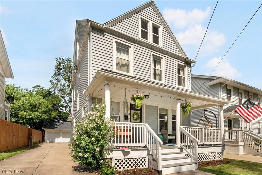 Welcome to this walkable gem in Lakewood! This delightful home features an inviting front porch, perfect for relaxing on warm evenings. 
Upon entering, you'll be greeted by the original staircase with beautiful wood detailing, setting the tone for the character and charm throughout the home. The living area is open and bright, seamlessly flowing into the dining room, creating a perfect space for entertaining and family gatherings.

The floors are newer, adding a fresh and modern touch. The kitchen is a full remodel, boasting brand new appliances, cabinets, and countertops, making it a chef's dream. The bathroom is fully updated with a newer vanity and tile work.
The primary bedroom has been converted from two smaller rooms into one spacious retreat, offering plenty of room to relax and unwind. This home combines classic charm with modern updates, making it a perfect place to call home. Don't miss out on this lovely Lakewood property!
The property includes a two-car garage, providing ample parking and storage space.