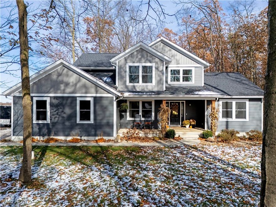 Welcome to this stunning 2022-built home in beautiful Ashland, Ohio—just minutes from US 30! Nestled on a peaceful 3-acre lot, half wooded for privacy and scenic views, this modern 2,870 sq ft retreat offers 3 spacious bedrooms and 2.5 baths. The first-floor master suite features a private master bath, creating the perfect blend of comfort and convenience. Enjoy open concept living with cathedral ceilings, an inviting great room with a gorgeous fireplace, and abundant natural light throughout. Additional highlights include a dedicated office, an airy loft, and an attached 2-car garage. Experience contemporary living surrounded by nature, your dream home awaits!