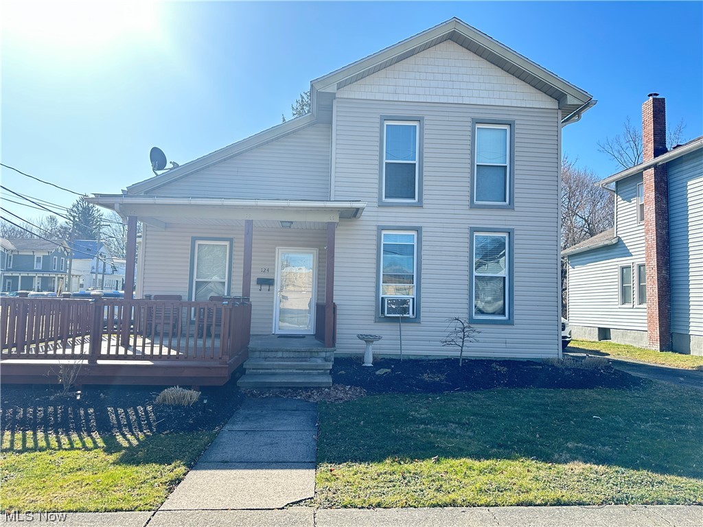 Check out this 3 bed 1 bath home in the heart of Geneva on a corner lot! Fresh paint and carpet. 1st floor bed, bath and laundry. Light and bright eat-in kitchen with natural wood cabinetry, Stove and fridge stay. Formal dining and eat-in kitchen area open to family room with electric wall fireplace! Ample living room space, front deck, paved drive, 1.5 car garage, privacy fence. Upgraded gas and water lines in the last couple years! Come check this one out! Dining Table, washer and dryer will convey with sale.