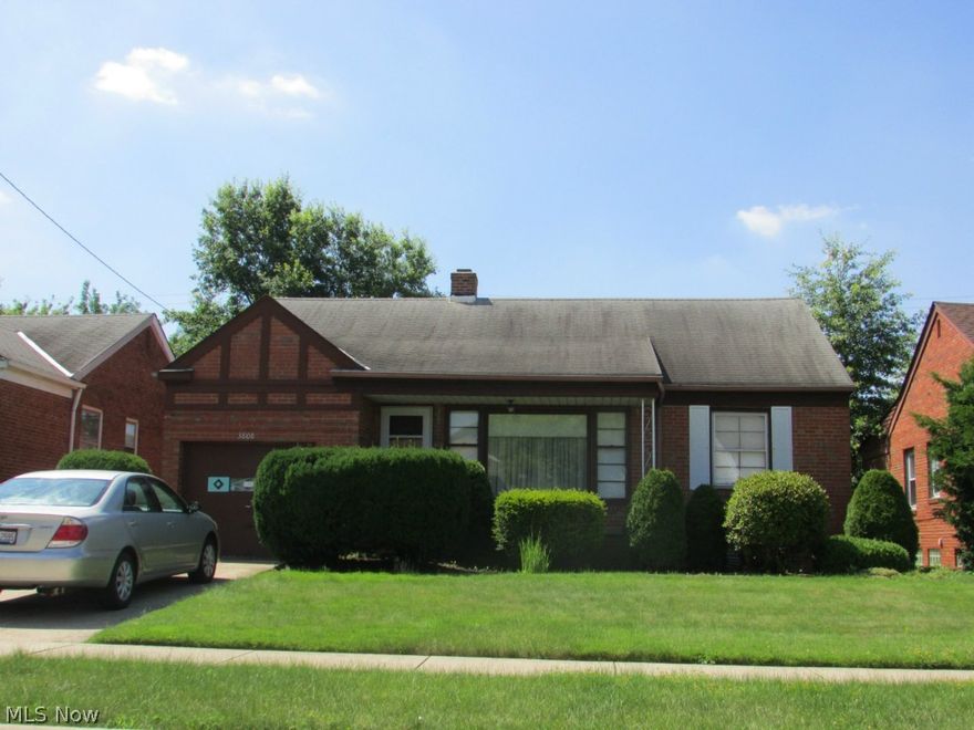 Lovingly maintained by same owner for over 40 years!" Delightful Brick ranch ideal, two ample sized bedrooms and one full bath, Huge LR/DR combo with full vaulted ceiling front to back! Very unusual. Lovely kitchen with Formica cabinetry, large pantry and shelving and a delightful breakfast area. Fabulous fully tiled lower level, rec rm with bar area, and util area all tiled too. Furnace and a/c app'x three years old. This is one of the cleanest homes you will ever see. Even garage is tiled, and never used for a car by this owner! Lovely, private yard too with covered porch.